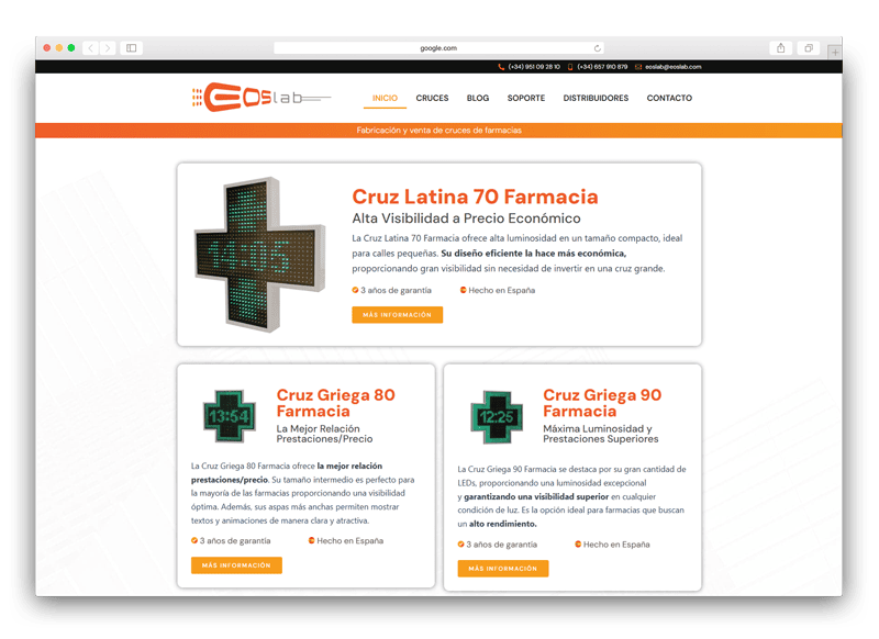 eoslab 1 Fabricación y venta de cruces de farmacia