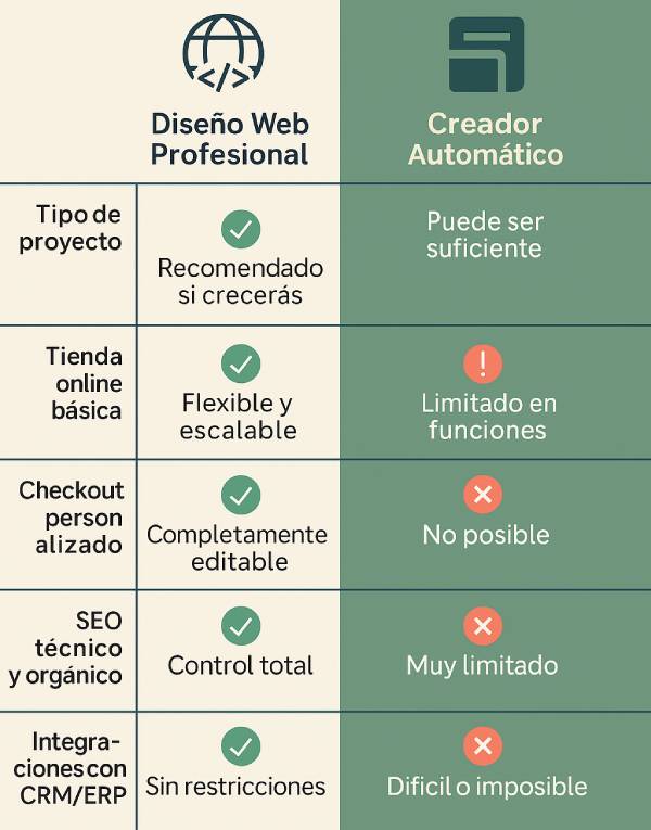 comparativa diseo web profesional vs creador automatico comparativa diseño web profesional vs creador automático