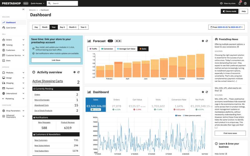 Backoffice Prestashop 9.1 prestashop 9.1 panel administración