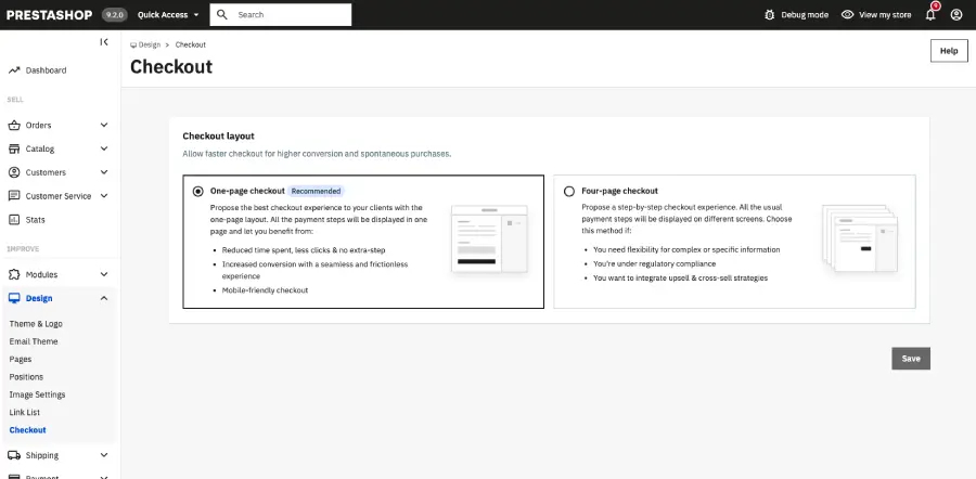 nuevo checkout de prestashop 9. 2